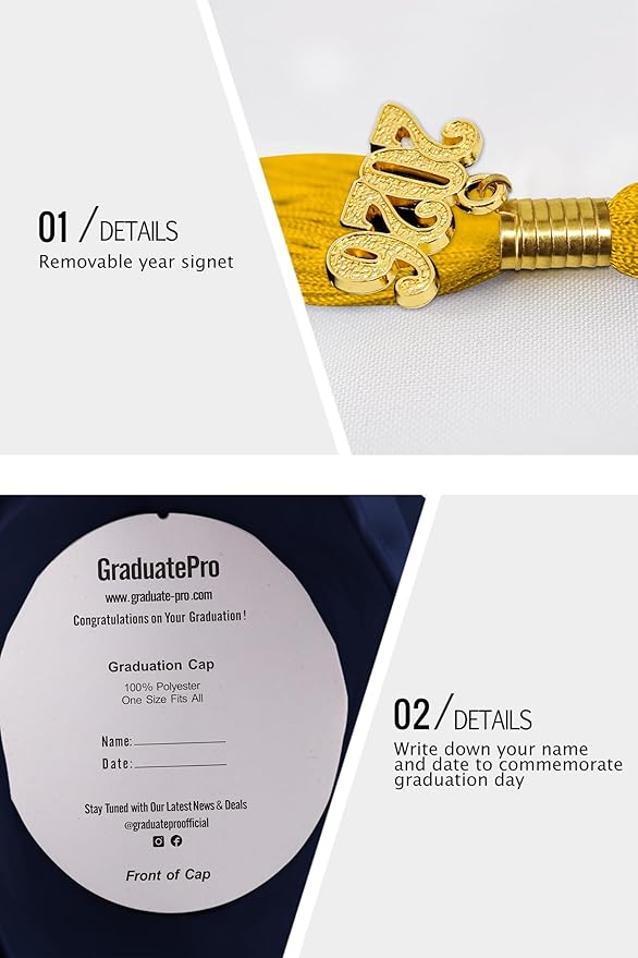 GraduatePro Matte Graduation Cap with 2026 Tassel for Adults High School and Bachelor Master 12 Colors