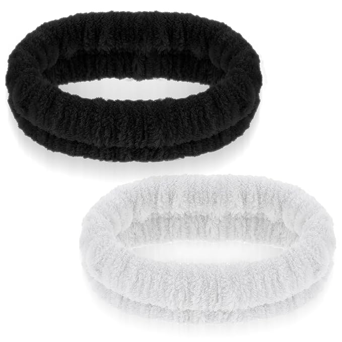 2Pcs Spa Headband, Make Up Headband Hair Head Band for Face Washing Hair Bands Men Absorbent Elastic Skin Care Headbands Wrap for Women Yoga Sports Shower Exercise