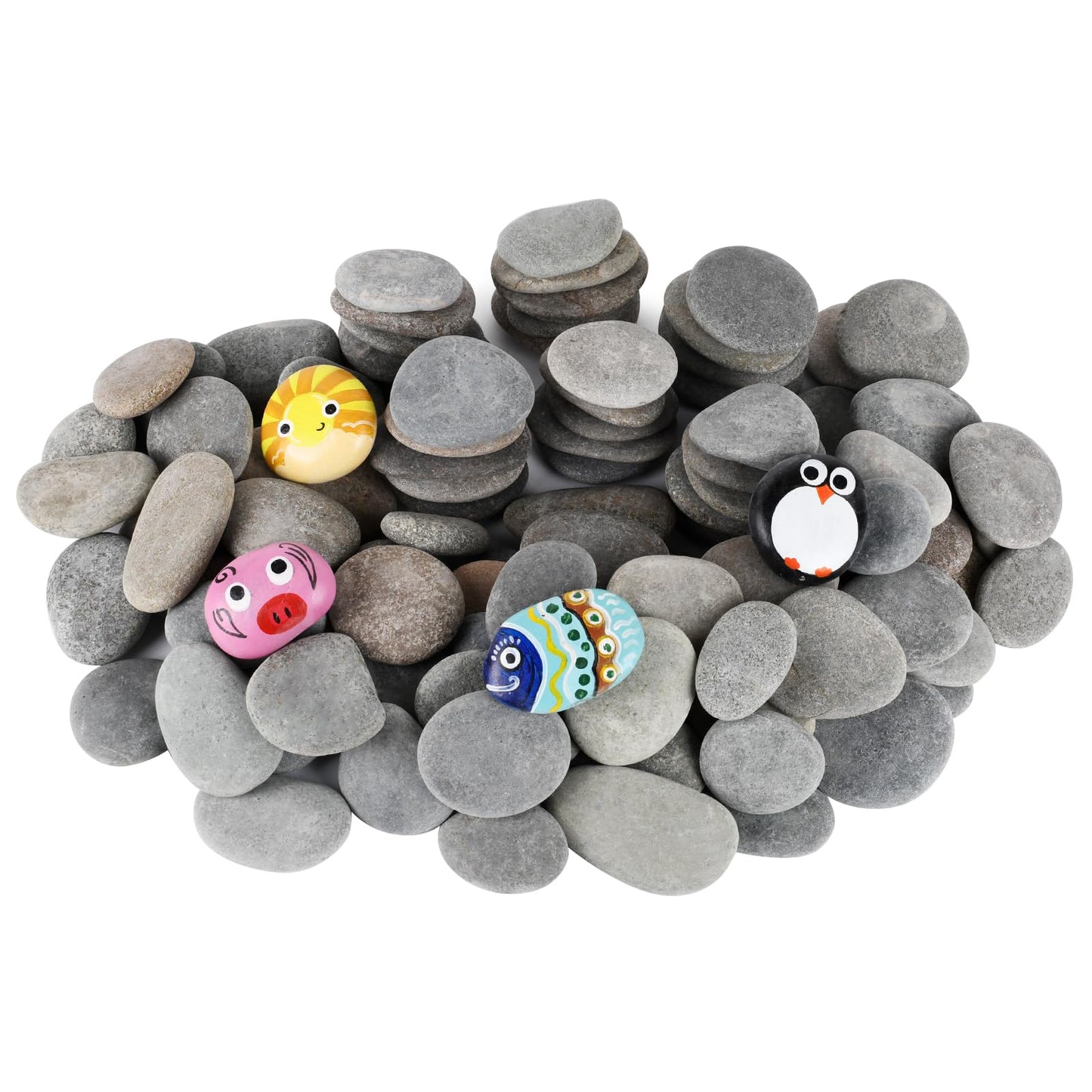 Simetufy 100Pcs Rocks for Painting Bulk, 2"-3" Painting River Rocks, Flat & Smooth Natural Stones for Arts, Crafts, Painted Gift for Adults Family Time, Kindness Stones, Decoration