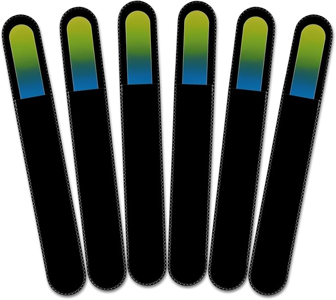 Mont Bleu Rainbow Crystal Nail File in Black Pouch - Large/Professional Size - Czech Tempered Glass - Handmade in Bohemia (Czech Republic)