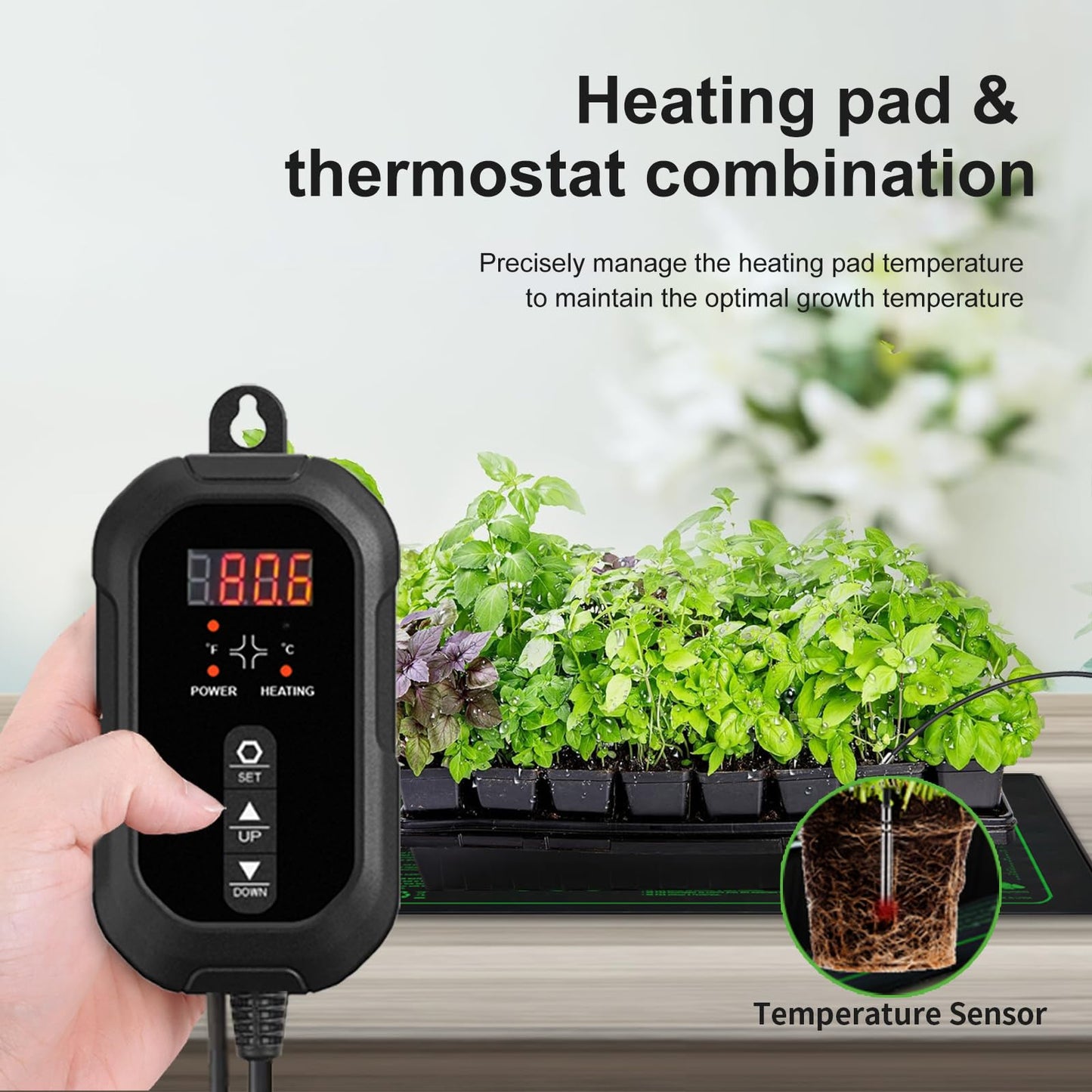 20"x 20" Seedling Heat Mat with Digital Thermostat Combo Set,ETL Certified and Durable Waterproof Warm Hydroponic Heat Mat for Germination,Indoor Gardening,Brewing and Greenhouses
