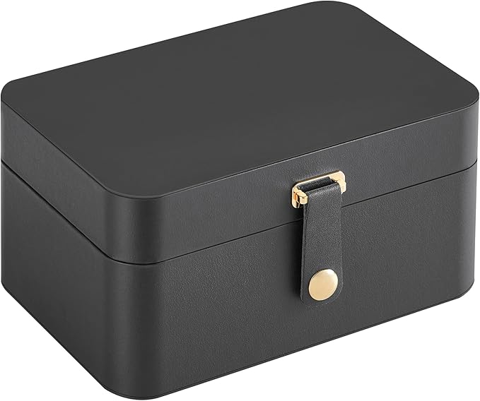 SONGMICS Jewelry Organizer Box, Travel Jewelry Case, 2-Layer Travel Case for Earrings, Necklaces, Bracelets - Portable Jewelry Storage with Large Capacity, Gift Idea, Slate Gray UJBC166G01