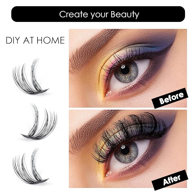 Lash Clusters DIY Lash Extensions Kit 320pcs Individual Lashes Clusters 30D 40D Eyelash Extension Kit with Applicator and Lash Bond&Seal,Clusters Lash Glue Remover Mix 10-16mm (30D+40D-320 KIT)