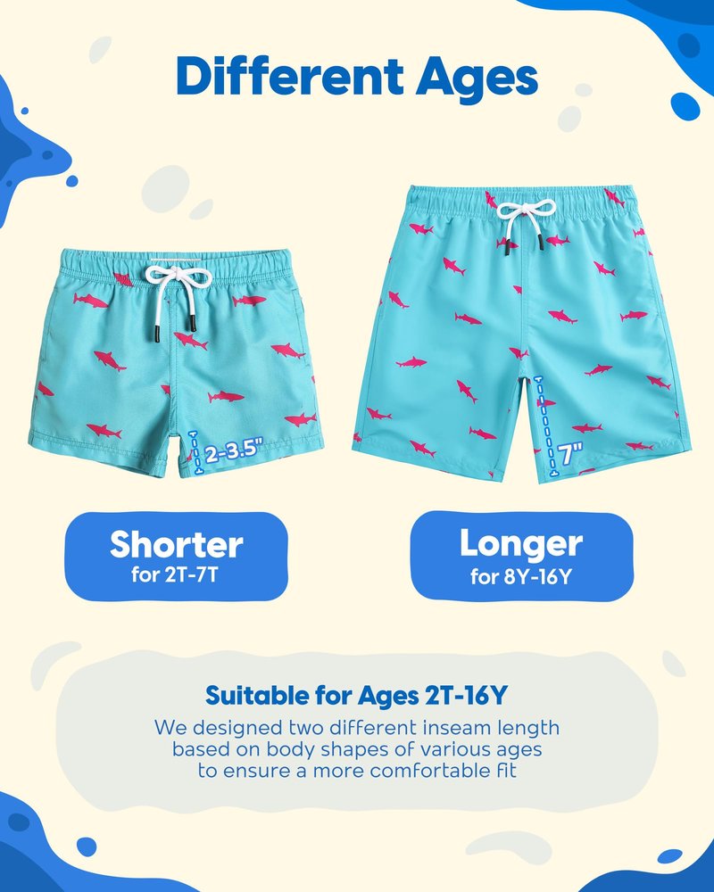 maamgic Boys Swim Trunks Toddler Swim Shorts Little Boys Bathing Suit Swimsuit Toddler Boy Swimwear Ice Cream Blue 14-16 Years