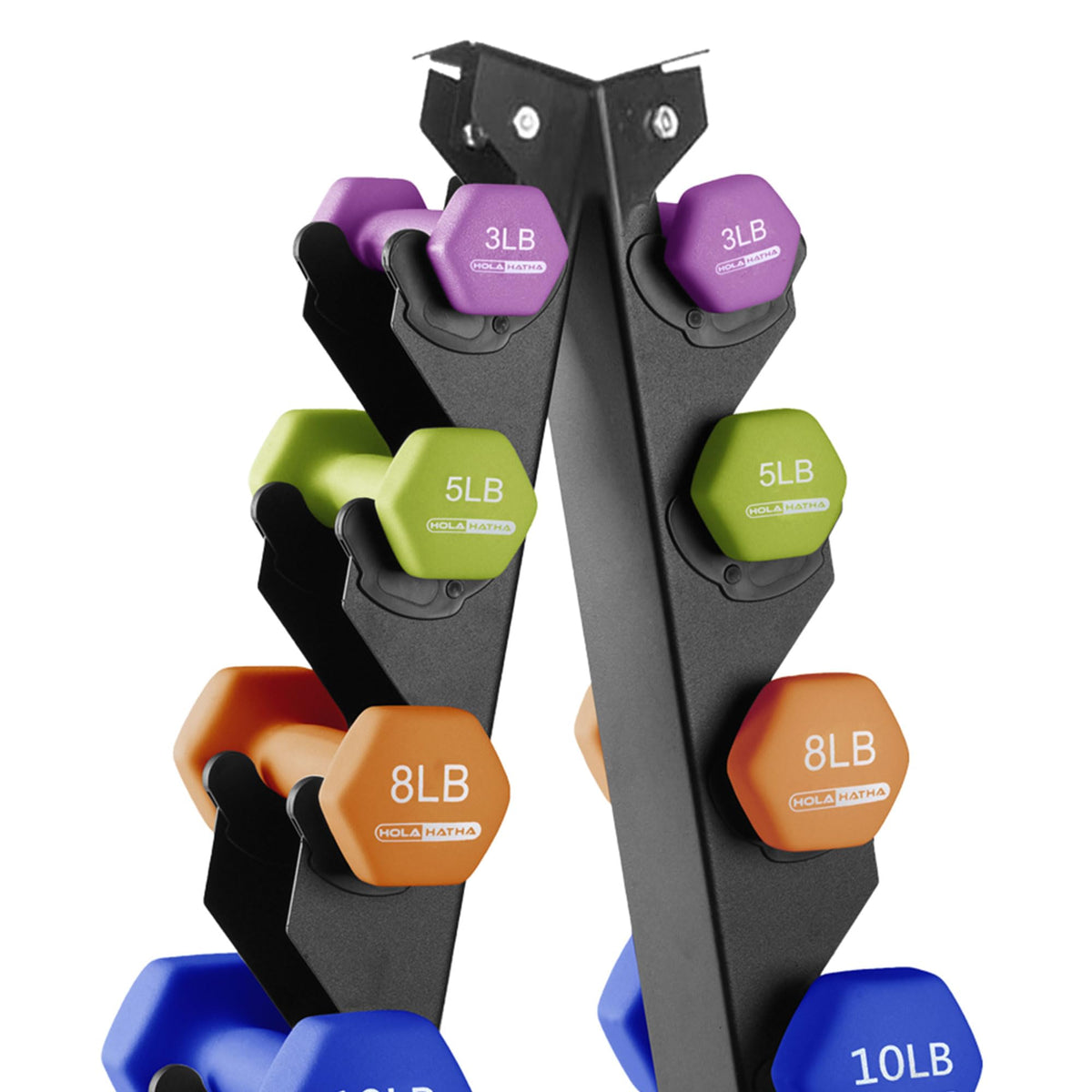 HolaHatha Neoprene Dumbbell Weights Set with Rack, Home Gym Equipment, 106 Lbs, Multicolor - Portable Weighted Exercise Dumbbells for Fitness, Training, and Lifting Workouts