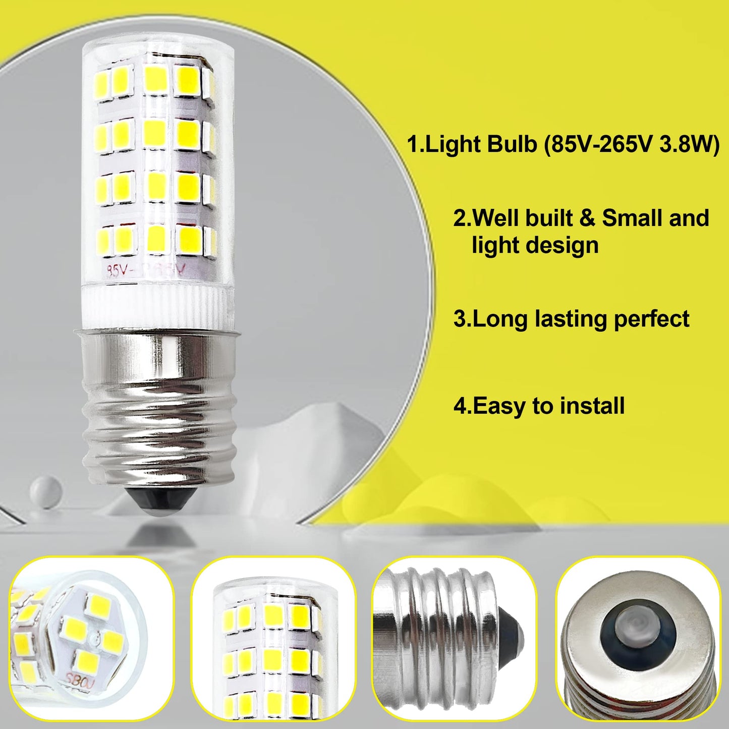SigeIy 5304517886 KEI D28a KEL2811 LED Bulb*2 E17 3.8W Compatible with Frigidaire Kenmore Electrolux Crosley 100V-265V Freezer Lamp Replace 5304498578 7297114000 7241552801 5304495326
