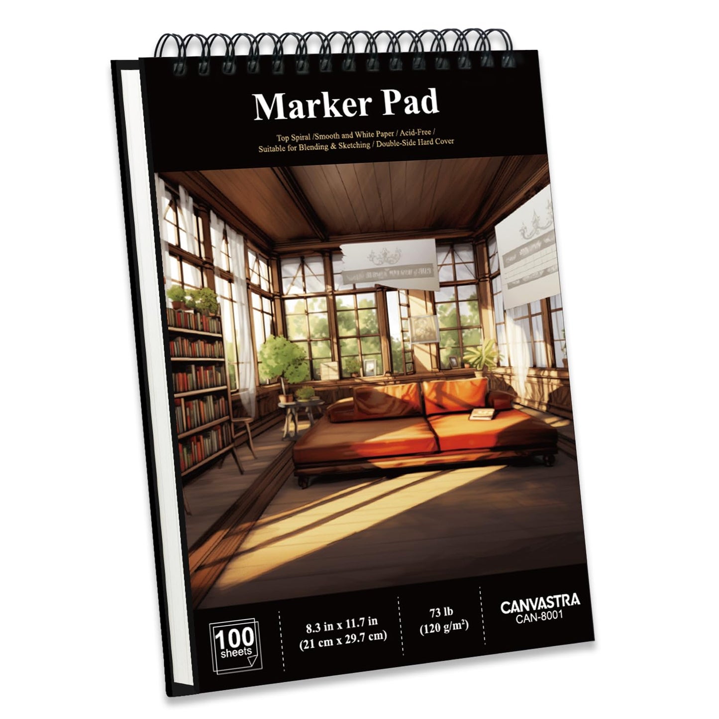 Marker Paper Sketchbook, 100 Sheets Alcohol Marker Paper, 73 lb/ 120 GSM (8.3x11.7 Inch) A4 Marker Sketchbook Bleedproof, Spiral Bound Marker Paper Pad, Sketch Pads for Drawing for Adults & Teens.