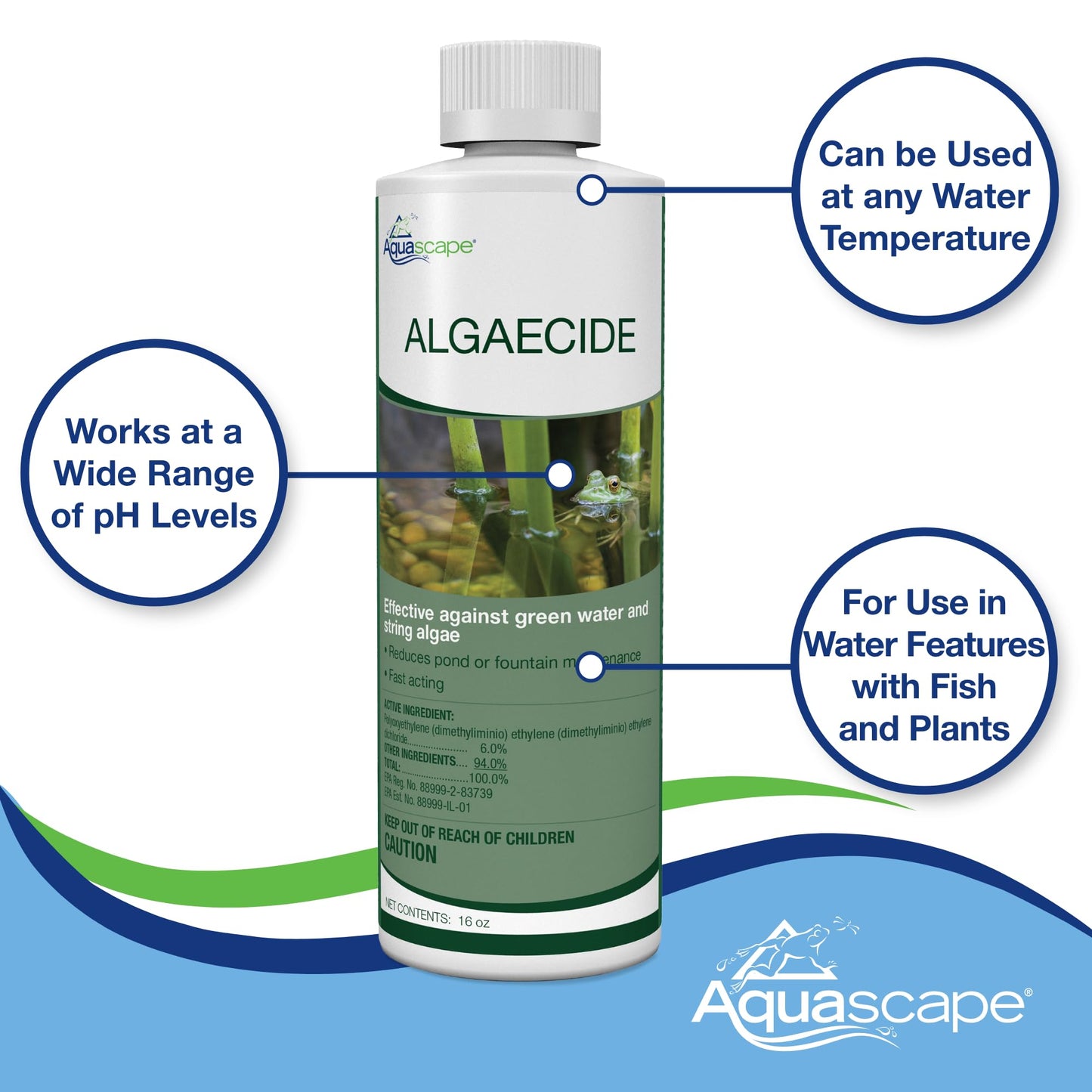 Aquascape Algaecide for Pond, Waterfall, and Water Features, 32-Ounce, 96024