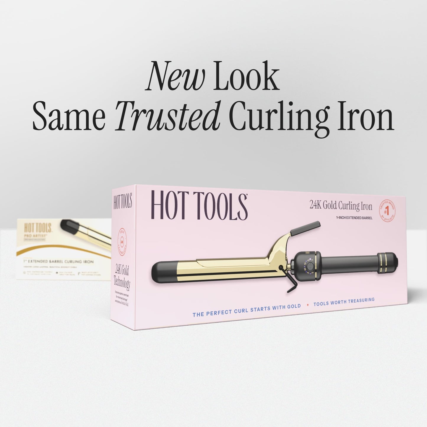 HOT Tools 24K Gold Professional 2" Extended Barrel Curling Iron with Clamp for Loose Curls - 24K Gold Technology for Long-Lasting Results & Longer Barrel for Easy Styling