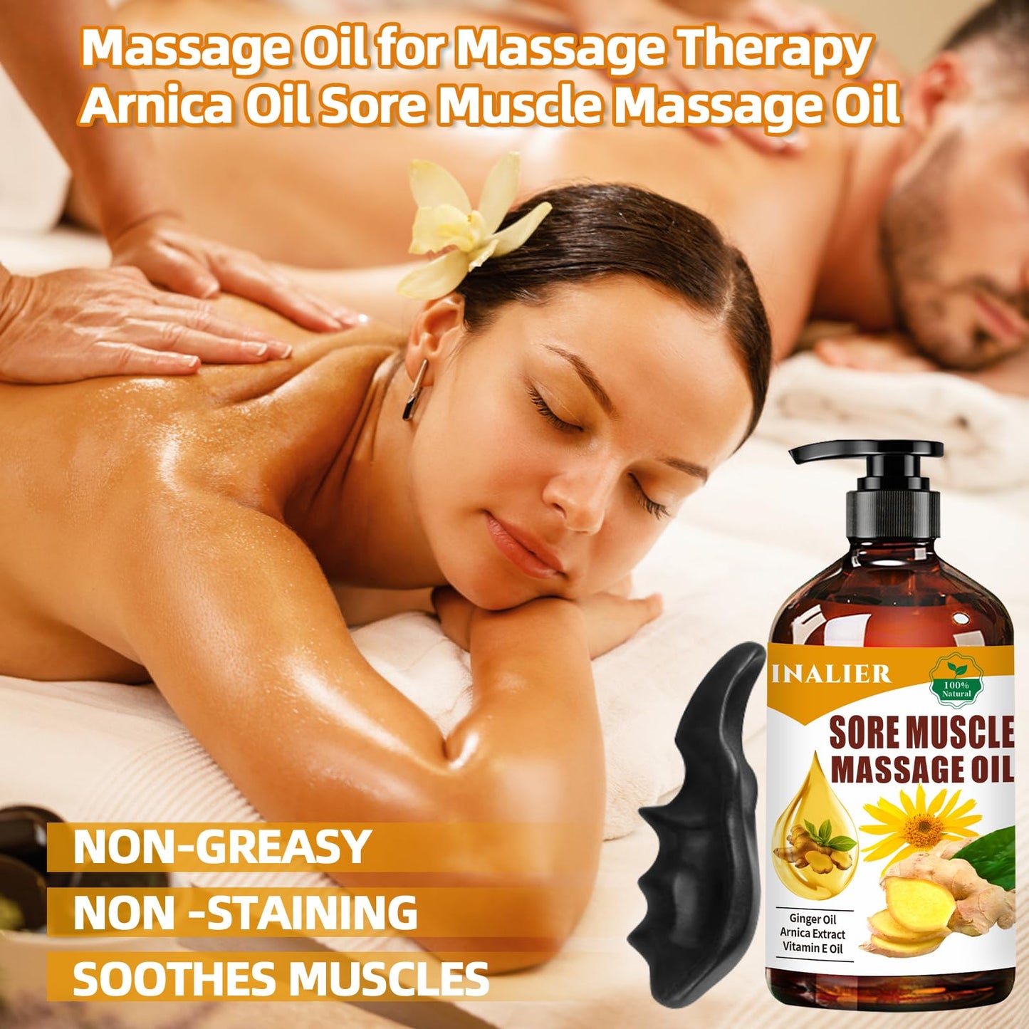 INALIER Sore Muscle Massage Oil,Gift for Husband Dad Boyfriend,Relaxing Massage Oil,Arnica Oil,Massages Oil for Massage Therapy,Gifts for Men and Women,Spa Gifts for Him Her