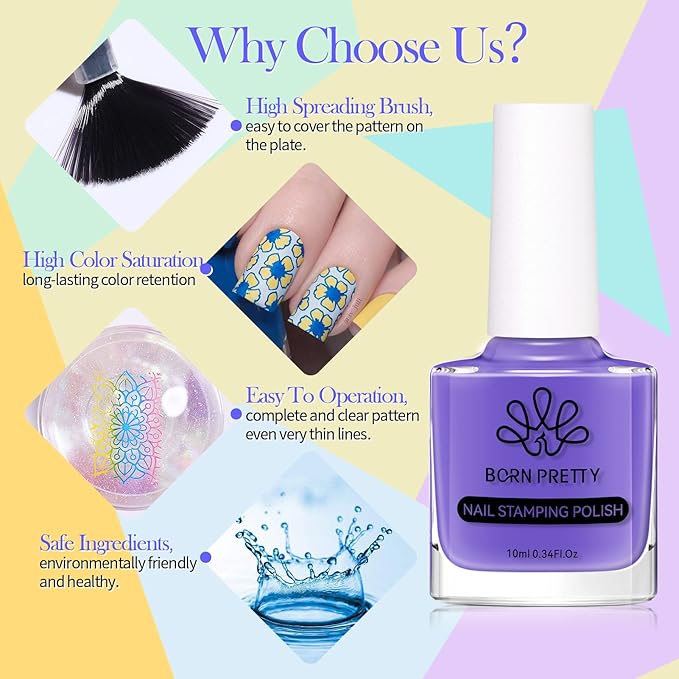 Born Pretty Nail Art Stamping Polish Halloween Nail Polish Set Manicure Print Nails Polish for Stamping Plates 24 Colors Bulk Nail Polish Set Gift Collection