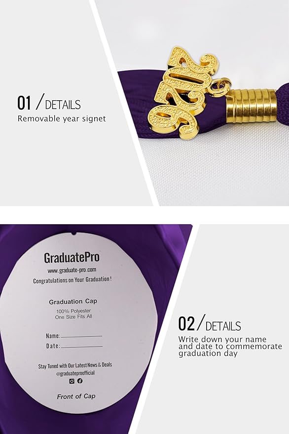GraduatePro Matte Graduation Cap with 2026 Tassel for Adults High School and Bachelor Master 12 Colors