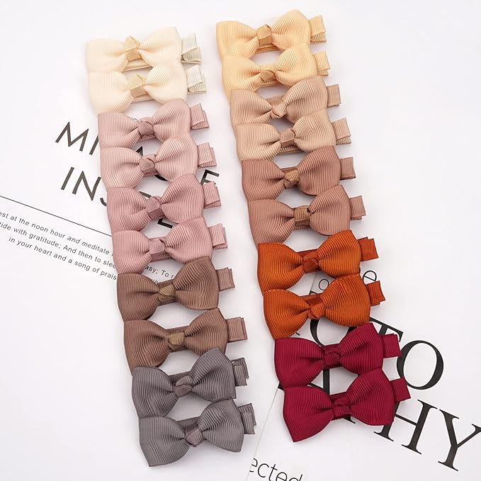 CLLOT Hair Clip 90PCS, Baby Girls Fully Lined Baby Bows Hair Pins Tiny 2' Hair Bows Alligator Clips for Infants Toddlers in Pairs
