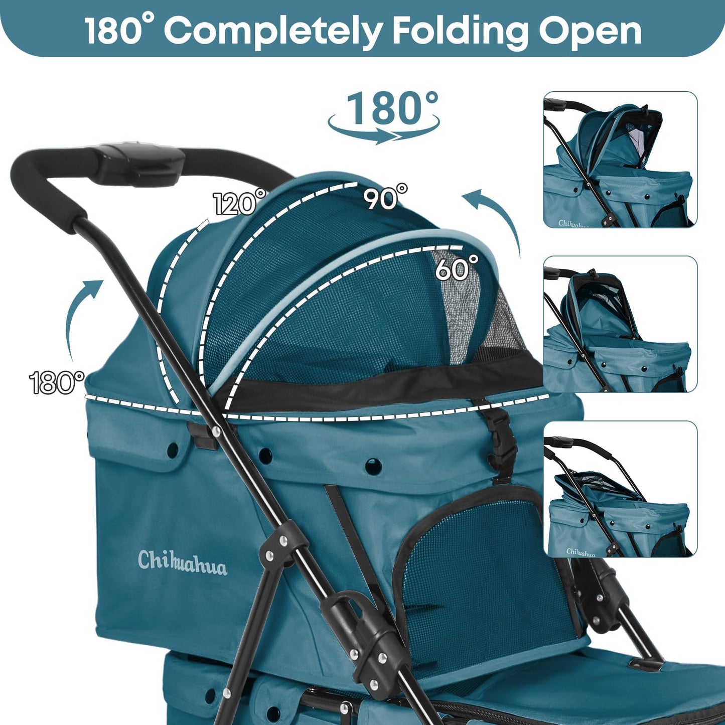 Double Pet Stroller for Dogs and Cats,Cat Strollers for 2 Cats,Double Dog Stroller for 2 Small Medium Dogs,4 Lockable Wheels/Lightweight/Folding,Green