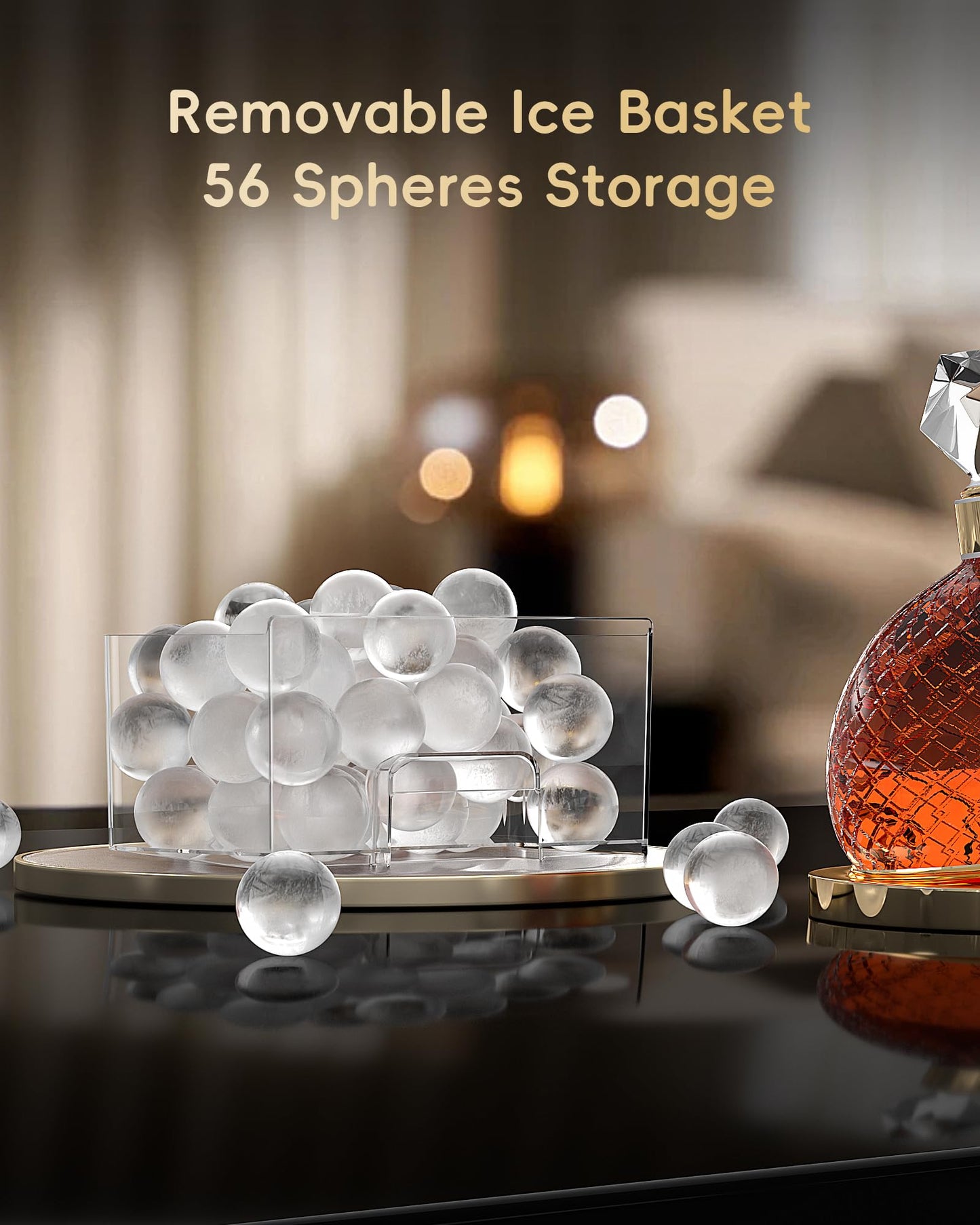ecozy 2" Clear Ice Ball Maker Countertop with CrystalFlux Technology, 4 pcs in 40 Mins, 144 pcs/Day, Sphere Ice Maker with Enhanced Insulation, Automatic Water Supply, Self-Cleaning for Whiskey Bar