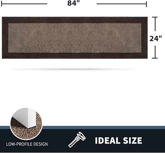 PURRUGS Dirt Trapping Door Mat 24" x 84", Non-Slip Washable Entry Mat, Dog Doormat, Front Door Mat, Super Absorbent Entrance Mat for Muddy Shoes & Paws, Grayish Brown & Coffee