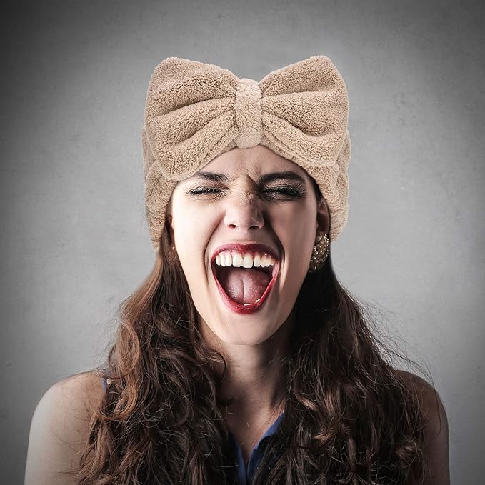 3 Pieces Hair Headband Headband to Wash Face for Women Makeup Spa Headband, Microfiber Bowtie Shower Headband for Women and Girls (Light Pink, Light Green, Light Brown)