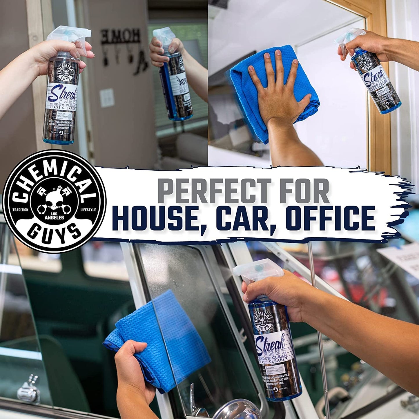 Chemical Guys Glass Cleaner Streak Free Window Spray - Works on Glass, Mirrors, Screens - Ammonia-Free, Safe on Tinted Windows, Car Windshield Cleaner for Trucks, SUVs, Home - 16 oz (Pack of 2)