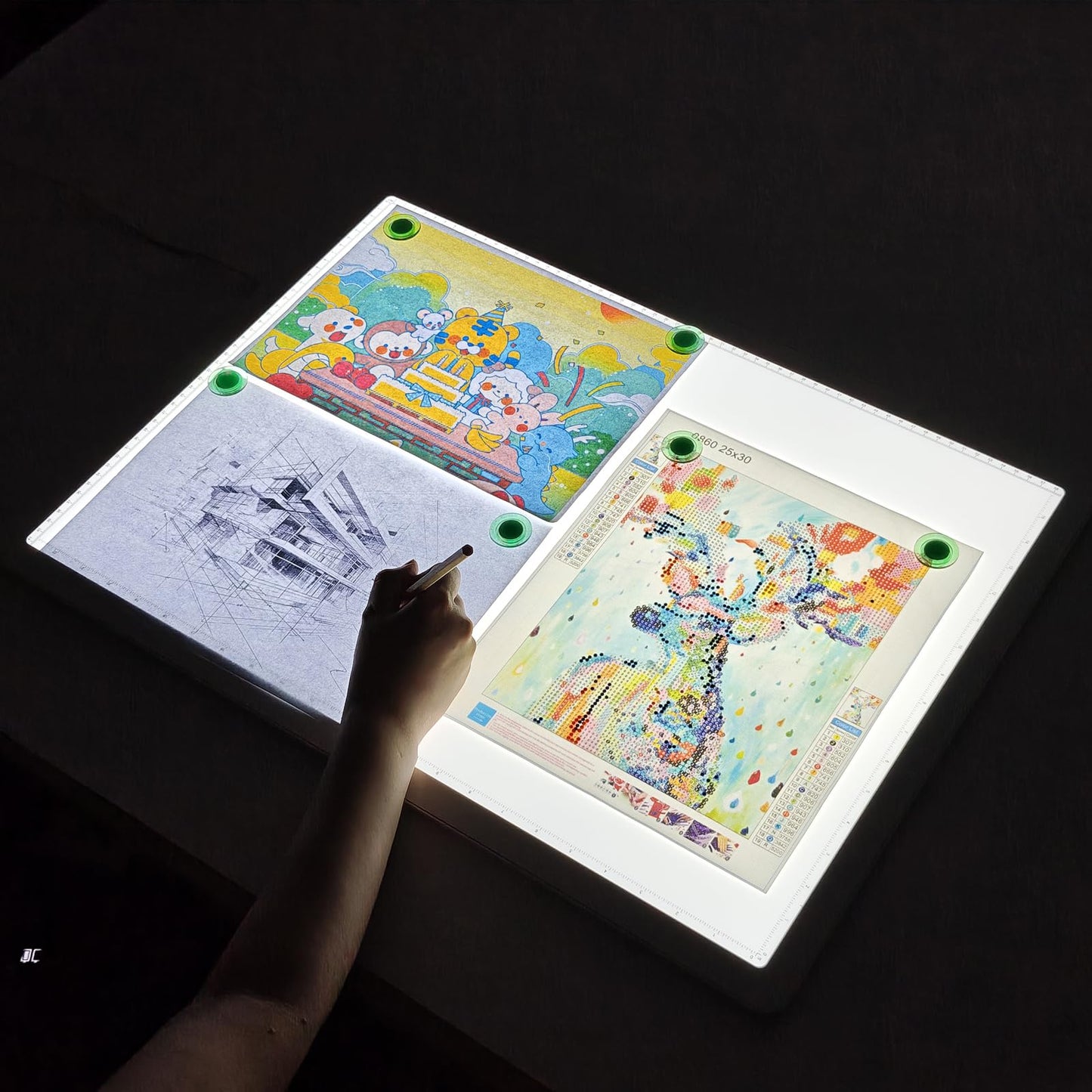 TOHETO A2 Light Pad 25.2''x18.4'', Large Magnetic LED Light Board for Diamond Painting, 3-Color Modes Light Box for Tracing, 6-Level & Stepless Dimmerable Diamond Art Light Table for Drawing,Sketching