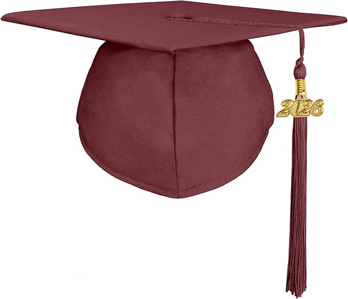GradPlaza Matte Graduation Cap 2025 and 2026 Tassel Adult Graduation hat for High School College