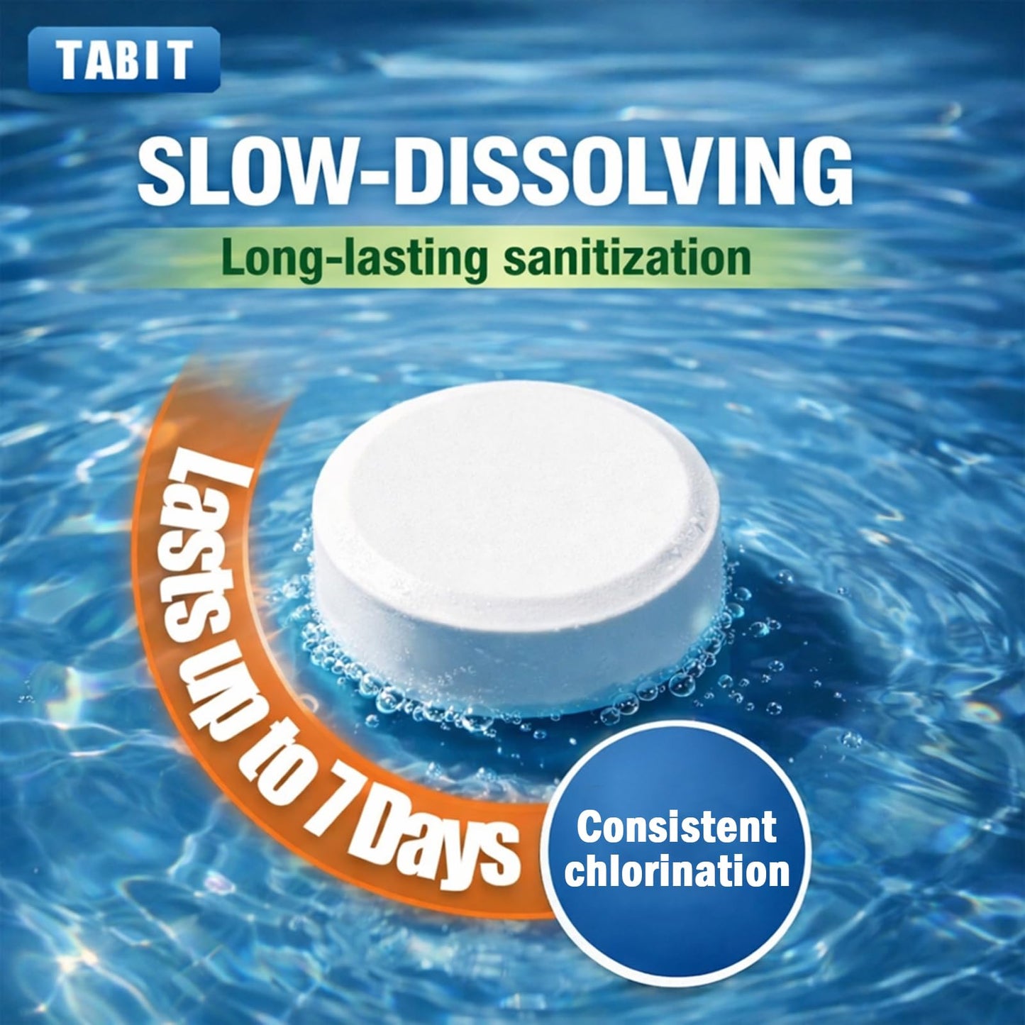 TABIT 3" Chlorine Tabs, 3 Inch Chlorinating Tablets 5 lbs for Swimming Pool, Spa and Hot Tub, Slow Dissolving