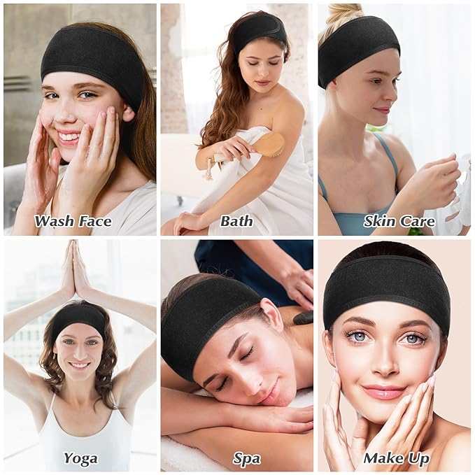 obeoby 4 Pack Spa Facial Headbands for Women, Spa Gifts for MotherÃ¢ÂÂs Day Adjustable Face Wash Headband Make Up Wrap Head