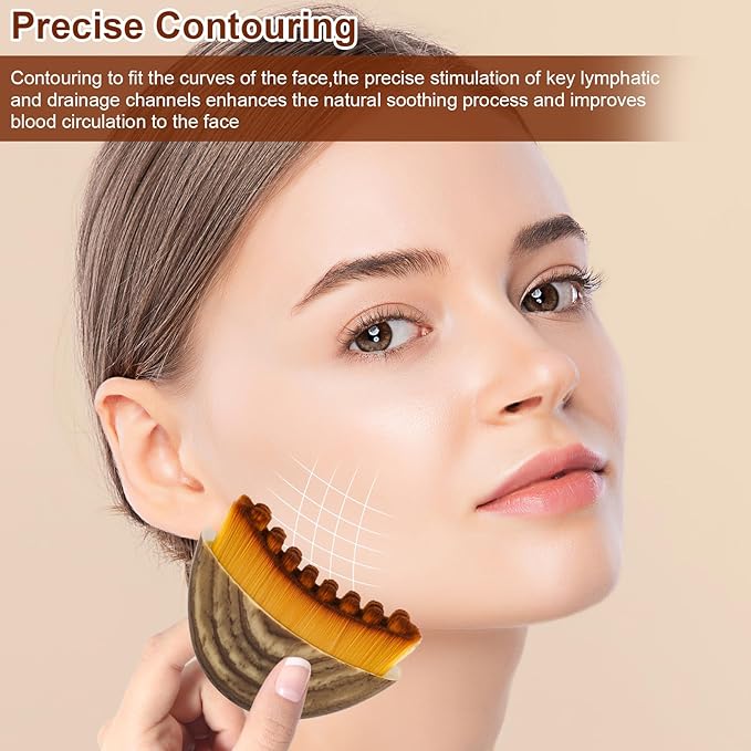 New Lymphatic Contour Face Brush, Contour Face Brush Lymphatic Drainage Massager, Ergonomically Designed to Fit The Skin Precisely, Suitable for All Skin Types(3PCS)