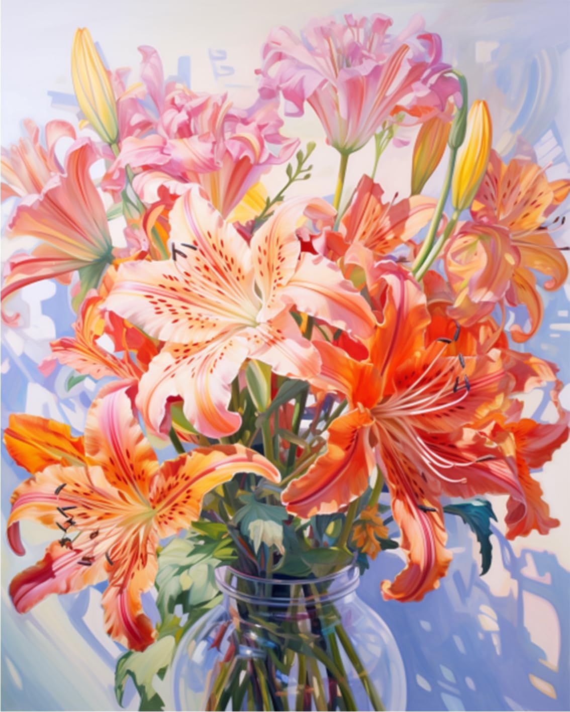Tucocoo Flowers in Vase Paint by Numbers Kits 16x20 inch Canvas DIY Oil Painting for Kids, Students, Adults Beginner with Brushes and Acrylic Pigment - Colorful Blooming Flowers Photo Gift(DIY Frame)