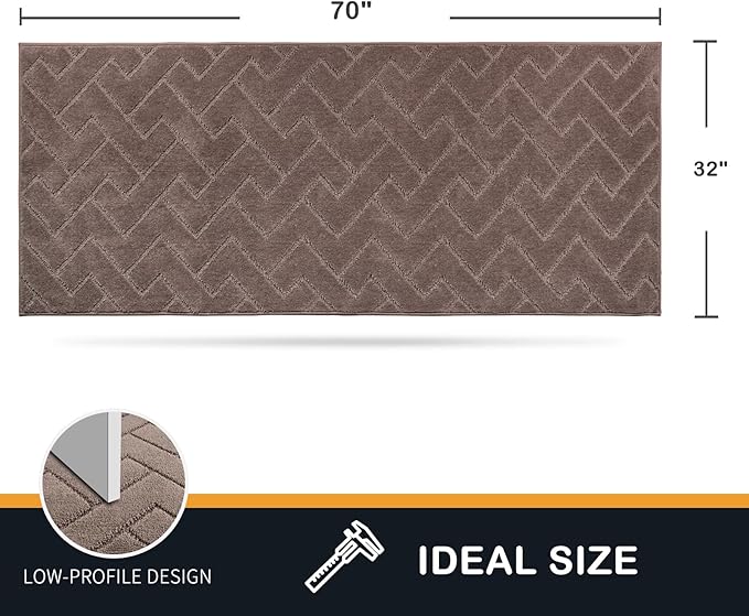 PURRUGS Dirt Trapping Door Mat 32" x 70", Non-Slip Machine Washable Entry Rug, Dog Doormat, Indoor Front Door Mat, Super Absorbent Entryway Rug for Muddy Shoes & Paws, Grayish Brown
