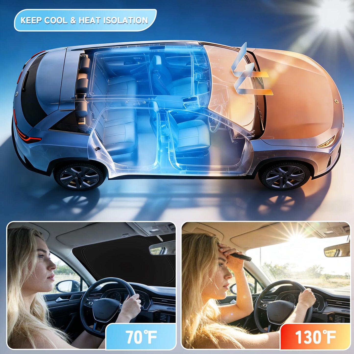 SLOGENTO Custom Fit Windshield Sun Shade for Mercedes-Benz C-Class 2015-2026, Blocks UV & Heat, Front Window Sunshade Accessories, Easy Fold & Store Keep Your Car Cooler