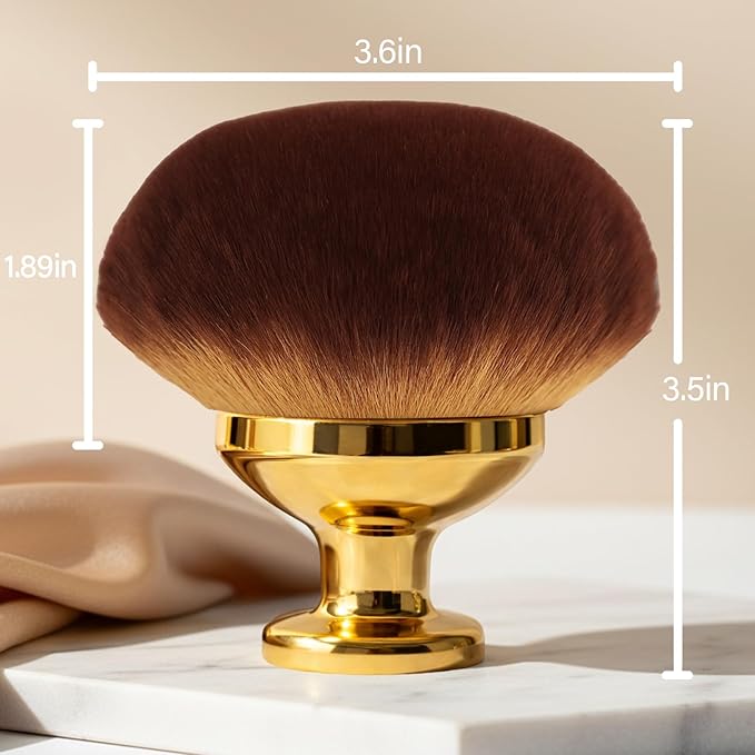 Extra Large Body Makeup Brush For Self Tanner, Leg Makeup &Bronzer Blend,3.6inch Wide-headed Kabuki Brush Provides More Even &Pretty Application, Sunscreen Face& Back Makeup Brush, Wet&Dry Use- Gold