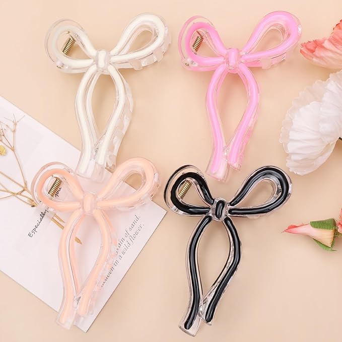 4 Pcs Bow Hair Clips Elegant Hair Claw Butterfly Hair Accessories for Girls Nonslip Butterfly Clips Hair Styling Accessories for Women
