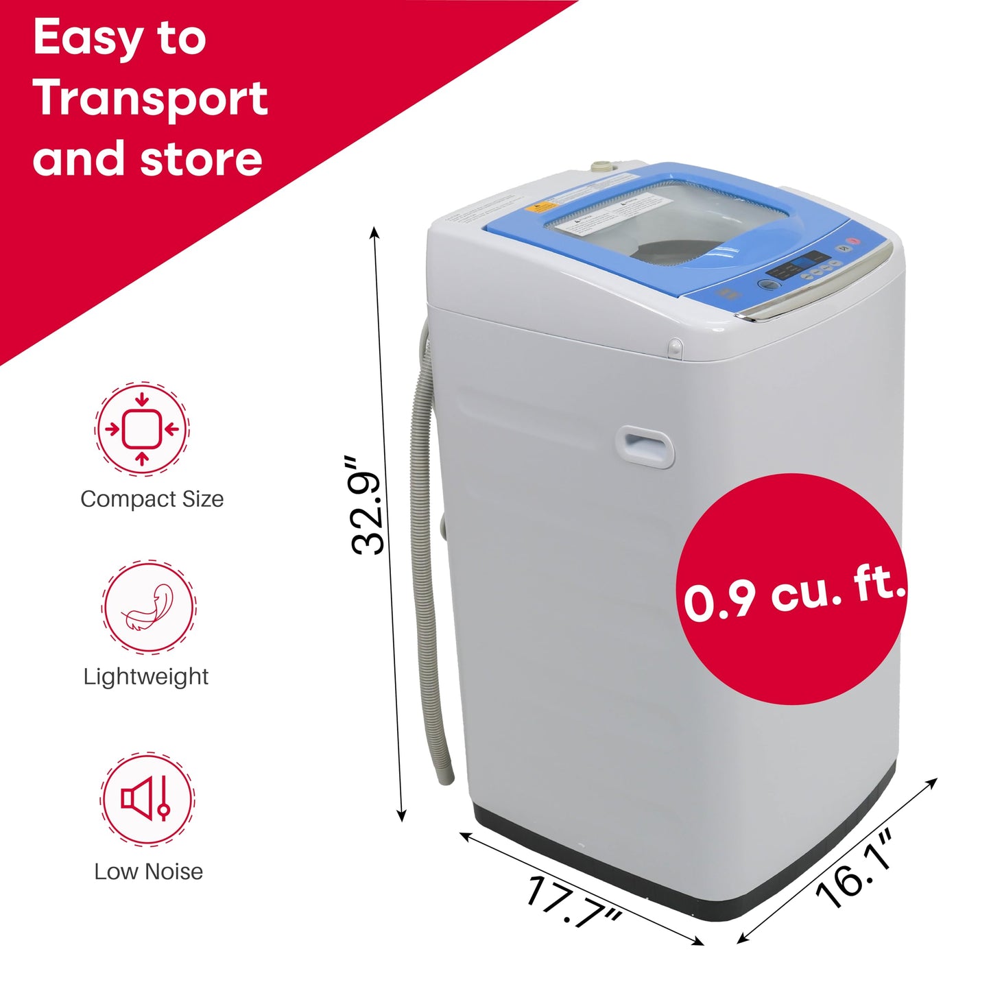 HAMILTON BEACH 0.9 Cu Ft Top Load Portable Washing Machine Washer on Wheels, White