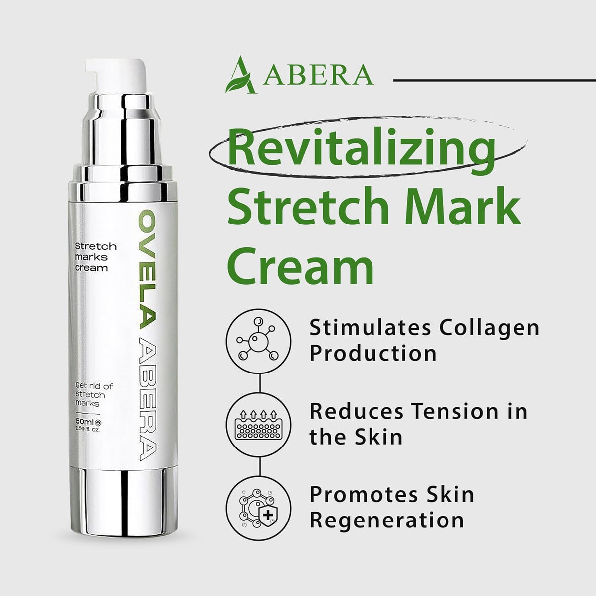 Abera Ovela Maternity Stretch Mark Cream for Pregnancy and Weight Fluctuations, Stretch Mark Treatment Pregnancy Must Haves, Deep Stretch Mark Removal, All Skin Types, 1.69 fl oz