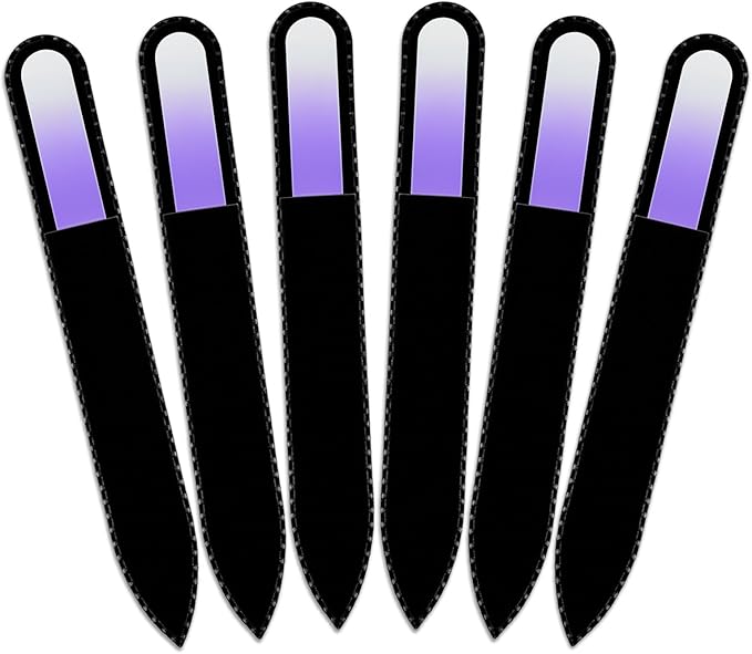 Mont Bleu Rainbow Crystal Nail File in Black Pouch - Czech Tempered Glass - Handmade in Bohemia (Czech Republic)