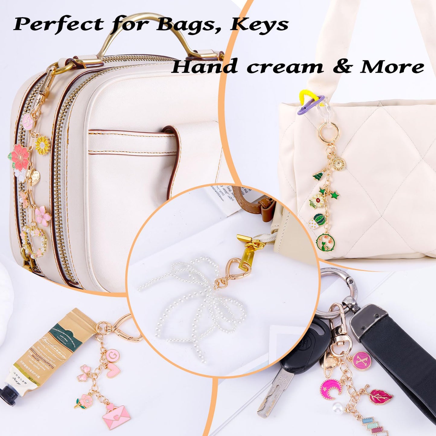 Wurosi 544Pcs Charms Lip Gloss Keychain Making Kit, Bag Charm Kits with Key Chain Hooks, Charms, Chains, Jump Rings, Lobster Clasps, Plier, Gift Bags & Tools, DIY Craft Supplies, Valentines Gifts