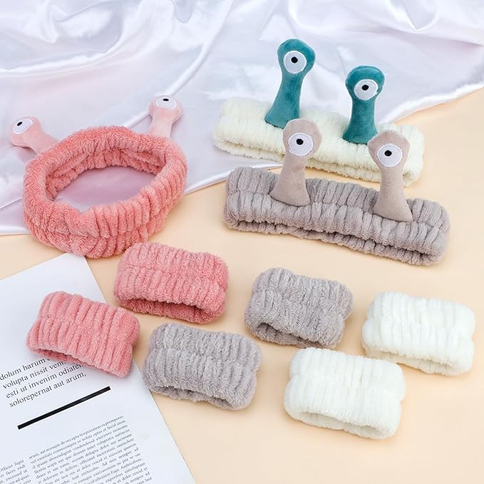 Canitor Snail Spa Headband Wrist Bands for Washing Face Makeup Skincare Cute Animal Monster Cute Funny Gifts for Women Girls Preppy Teen Weird Stuff Trendy
