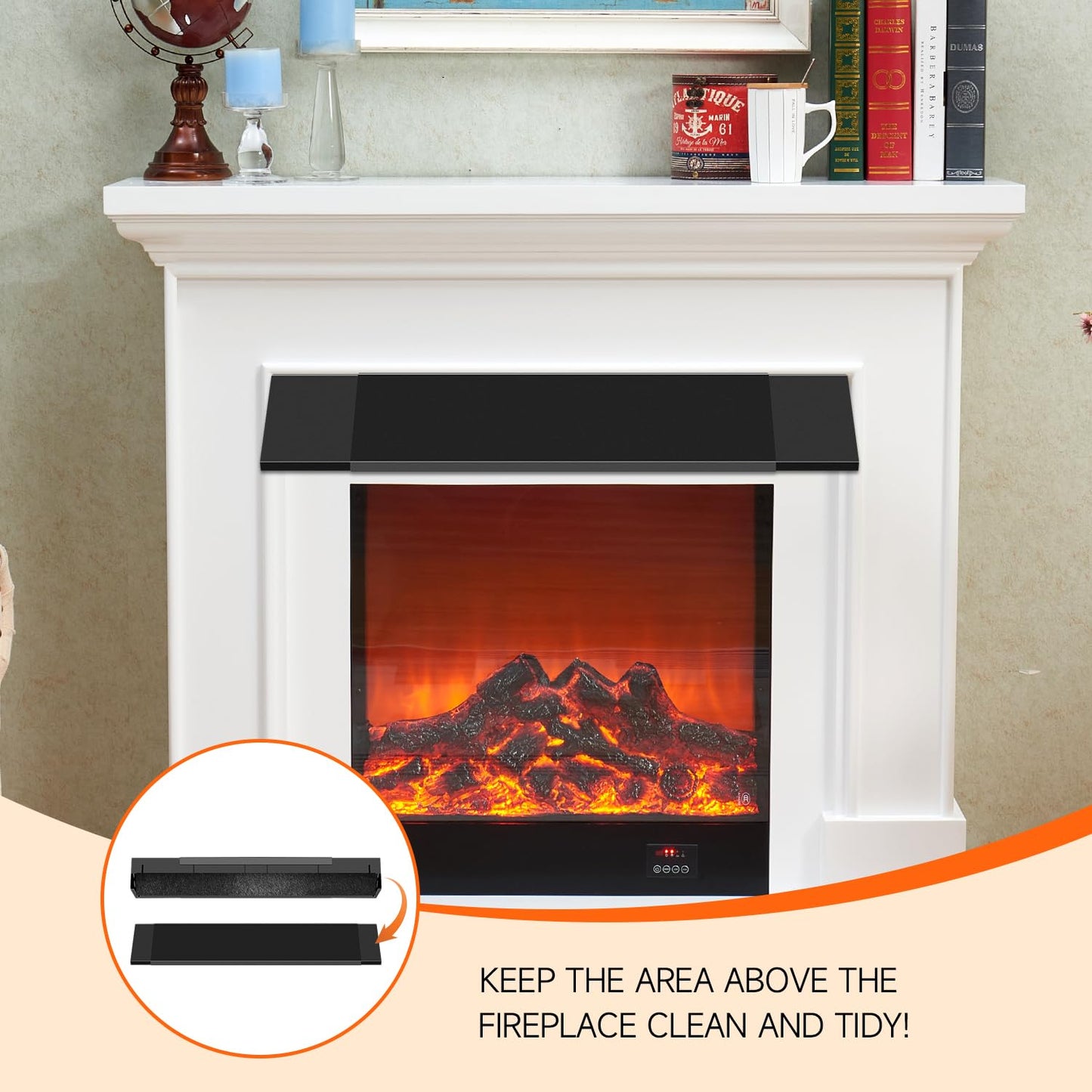 LCGAOYA Black Adjustable Fireplace Hood for 28 to 48" Fireplace Hood Heat Shield Equipped with Insulation Cotto