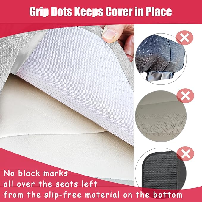 Meolsaek Car Seat Protector for Child Car Seat, Durable 600D Fabric Waterproof Car Seat Cover with Thick Pad Non-Slip Backing，No Imprints (Light Gray-2 pcs)
