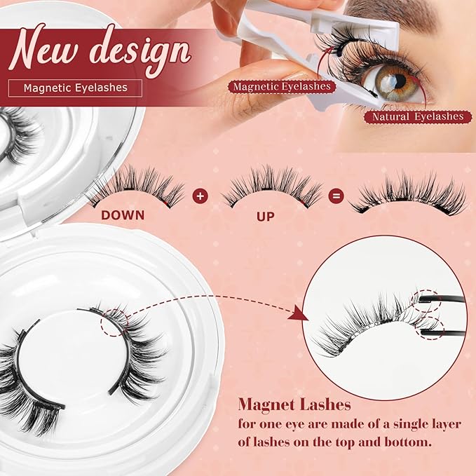 Higu clace Magnetic Eyelashes Magnetic Lashes with Applicator Soft Magnetic Eyelashes Natural Look PestaÃÂ±as MagnÃÂ©ticas No Need Glue Easy to Wear and Remove PestaÃÂ±as MagnÃÂ©ticas Naturales(I04)