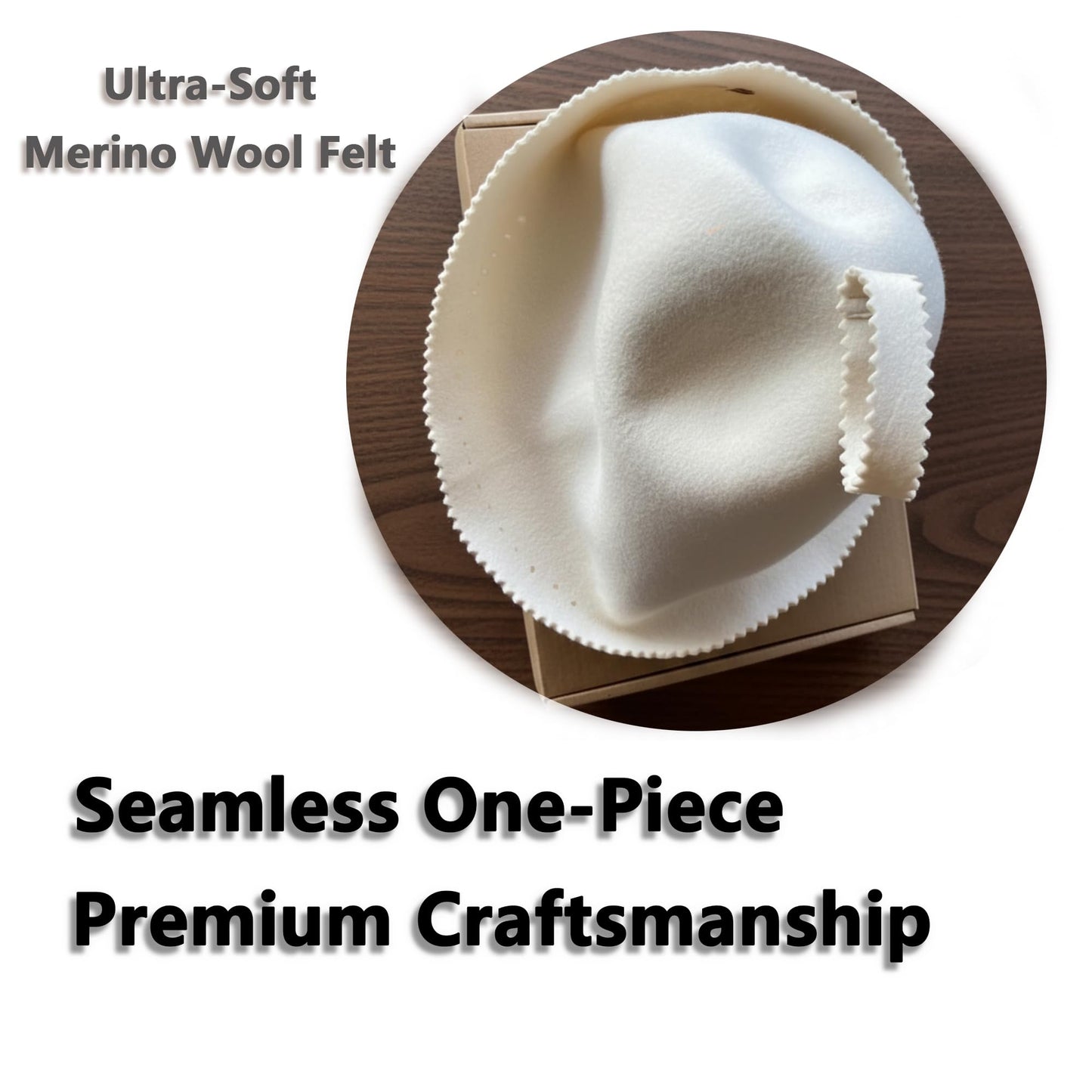 suvast Merino Wool Sauna Hat for Women & Men, Seamless Soft Felt Sauna Cap, 100% Fine Merino Wool, Lightweight Breathable Nordic Design, Protects Head & Hair from Heat, Gift Bag Included White