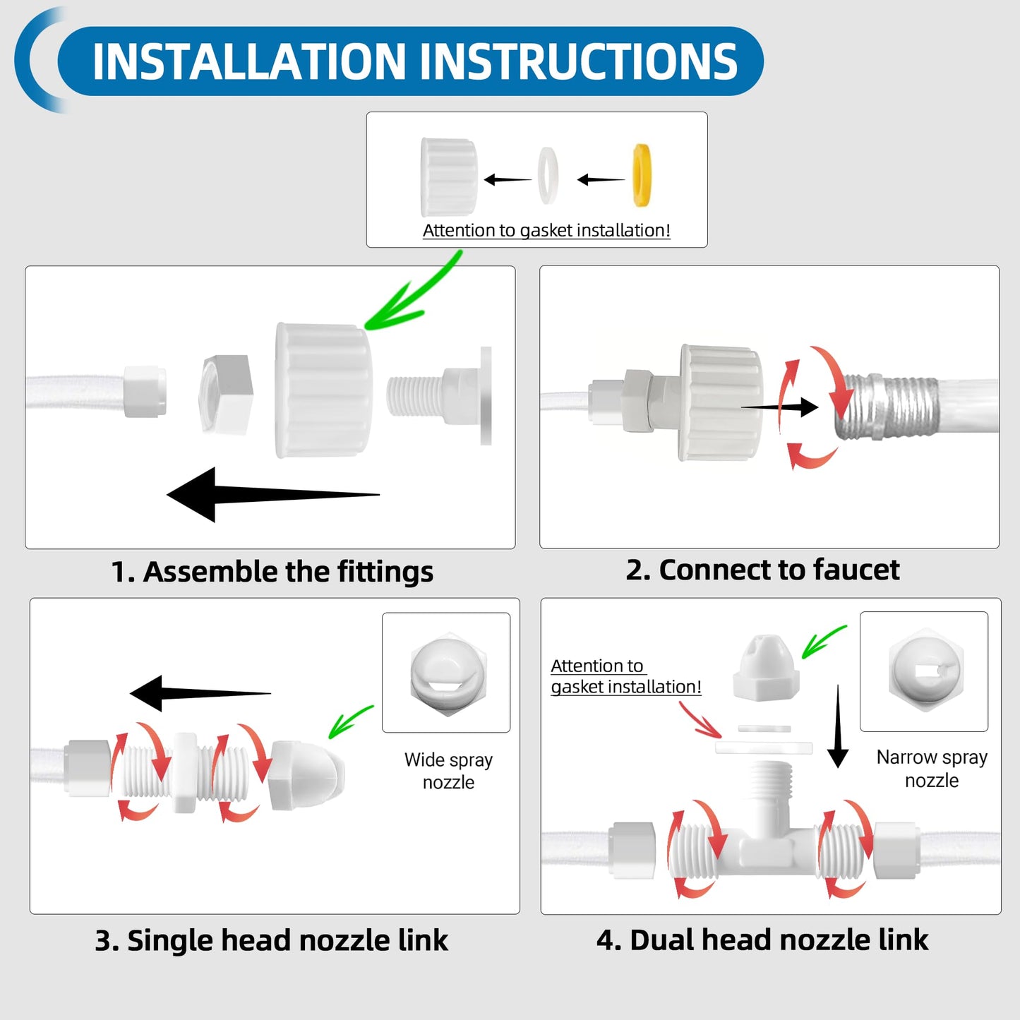 Calvana Pool Slide Water Sprayer Kit 2 Water Spray Nozzles and 1 Water Hose Connector - Elevate Your Splash Experience with Customizable Fun