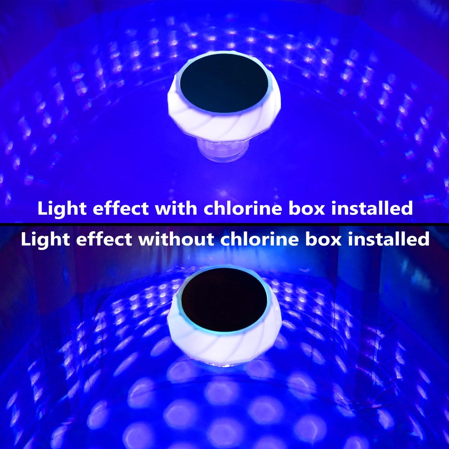 Blansong Solar Pool Chlorine Floater Adjustable Release Swimming Pool Chlorine Tablet Floater with Color Changing Floating Dispenser with Romote Control and Timer IP68 Waterproof