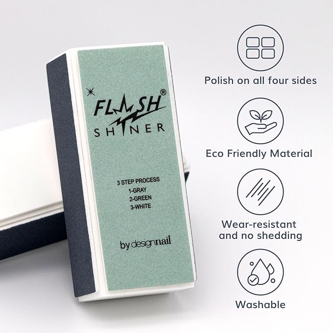 Flash Shiner Nail Buffer 3 Ways Ã¢ÂÂ Pack of 24 Ã¢ÂÂ Professional 3-Step Nail Buffer Blocks Ã¢ÂÂ Smooth, Condition & Shine Ã¢ÂÂ Natural Nail Polisher for Salon or Home Use