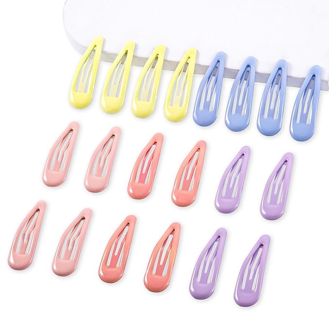 20 PCS Metal Snap Hair Clips Water Drop No Slip Barrettes for Women Bright Small Hair Clips For Thick And Thin Fine Hair,Yellow Blue Purple Pink,1.97 x 0.5 In.