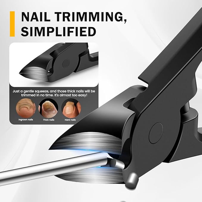 BEZOX Thick Toe Nail Clippers - Comfortable Rebound Thick Spring Toenails Clipper for Thick Nails for Seniors, Precision Fingernail Clippers for Men and Women - Black