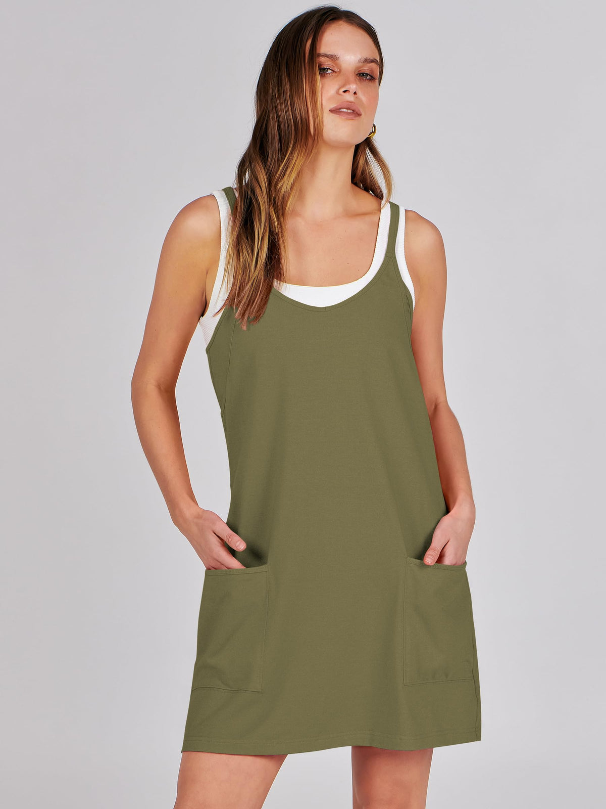 ANRABESS Women Athletic Dress Summer Tennis Workout Active Sports Mini Romper Dress Built in Shorts Travel Vacation Clothes