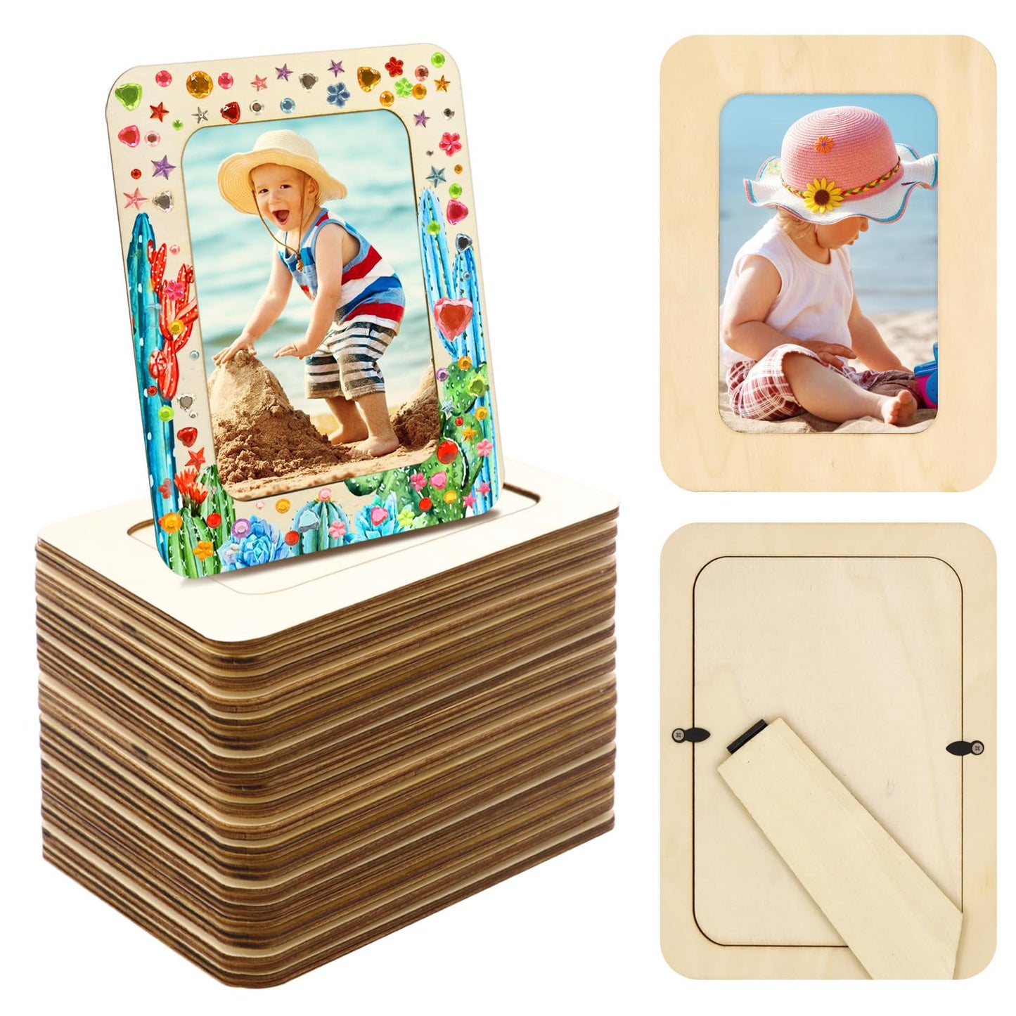 RYKOMO 30 Pack Wooden Picture Frames for Crafts, Wooden Frames for 4 x 6 Photos, Unfinished Wood Frame for DIY Art Projects, Father's Day, Mothers Day Gift Party Decorate
