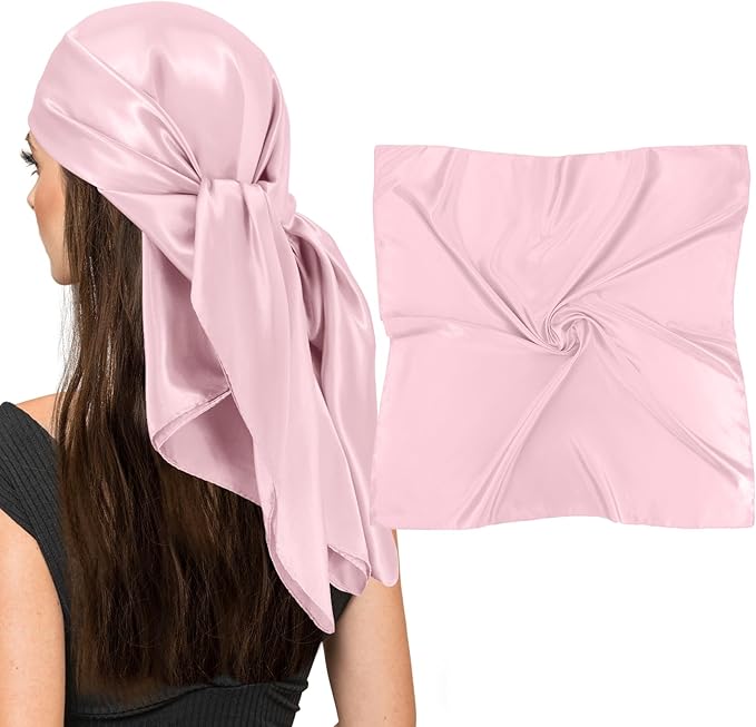 vimate 35" Square Silk Like Head Scarf - Women's Fashion Satin Scarf Bandana for Hair Wrapping at Night.