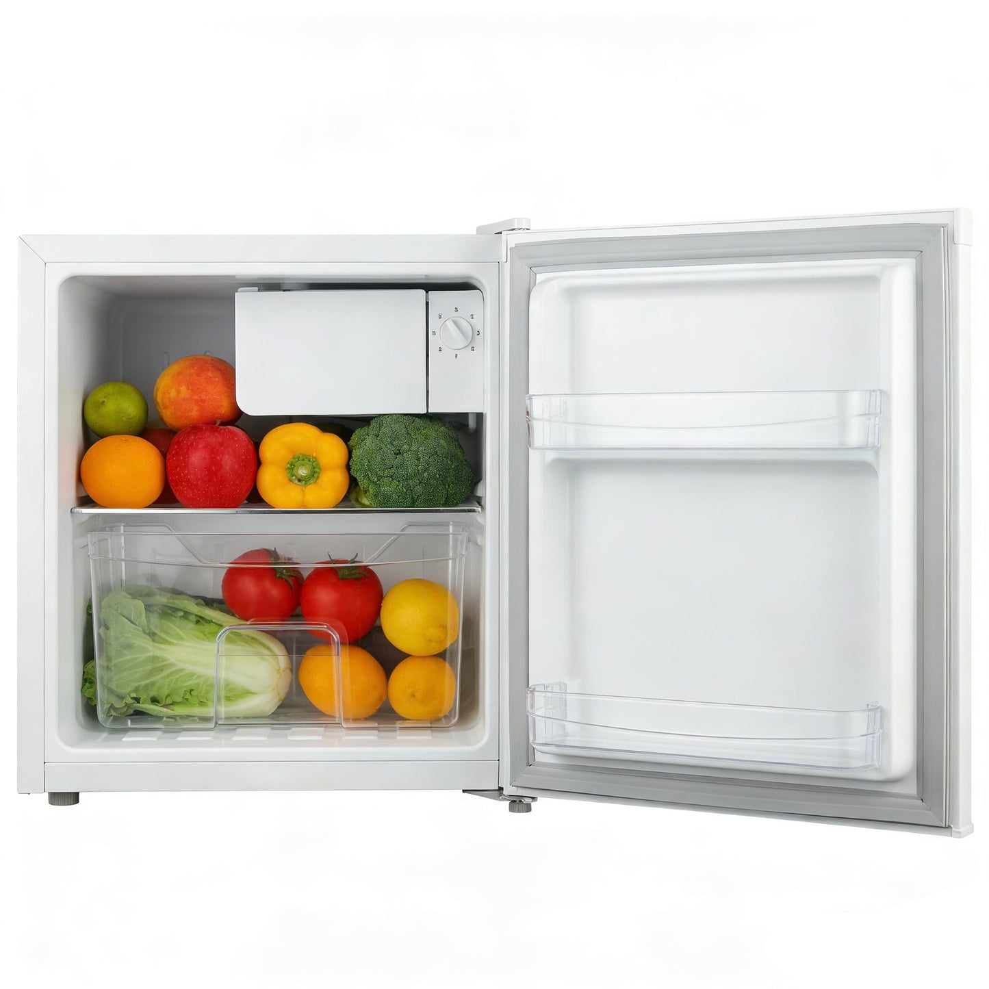 Casanta 50L. Mini Fridge with Lock and Key, Compact Refrigerator with Chiller Compartment, Quiet Energy Efficient Small Fridge for Dorm, Bedroom, Office, RV, Garage - White